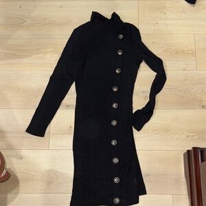 Elegant Black Button-Up Dress